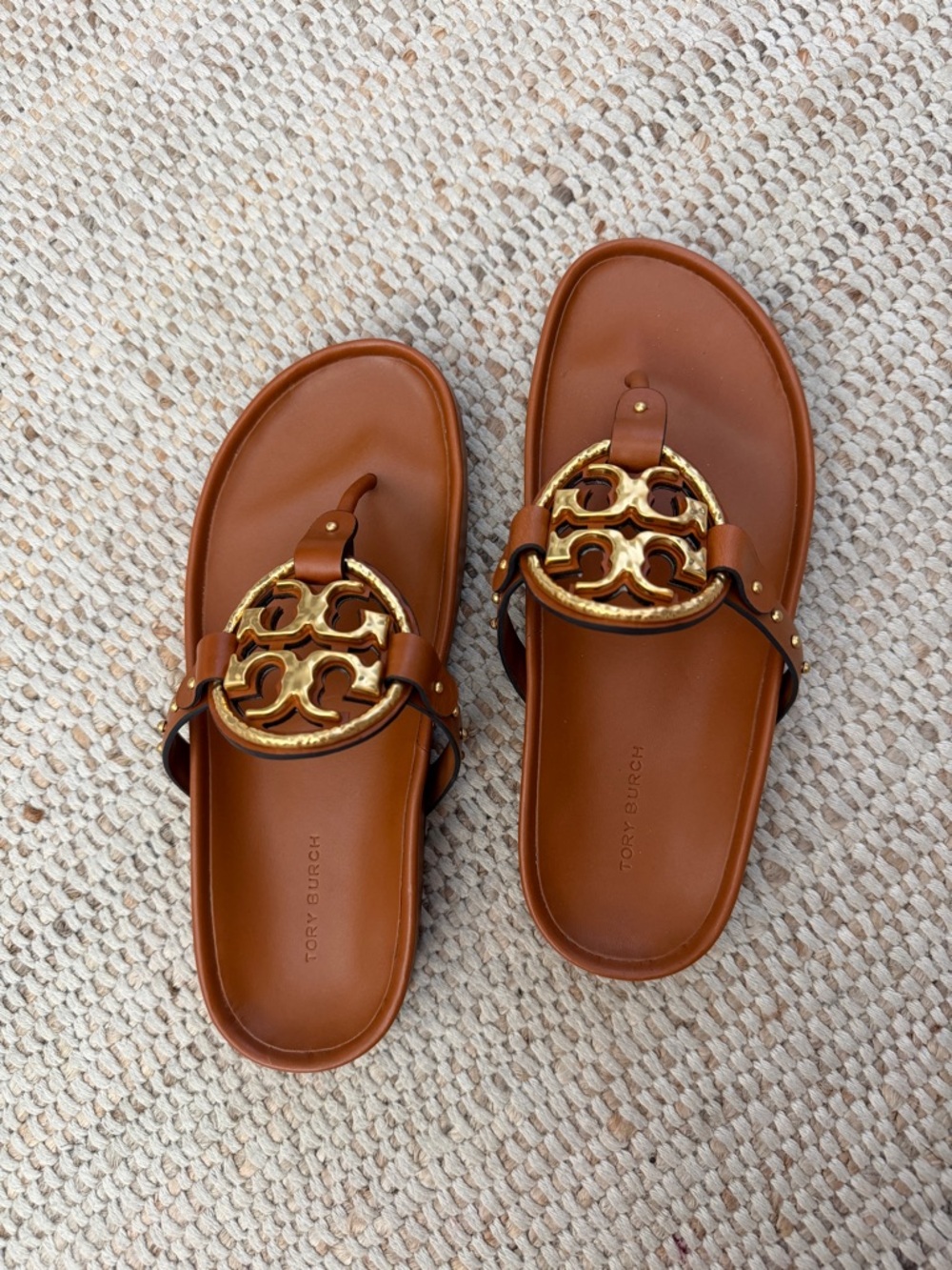 Tory Burch Miller Cloud Vintage Plaque Leather Sandals- LIKE NEW